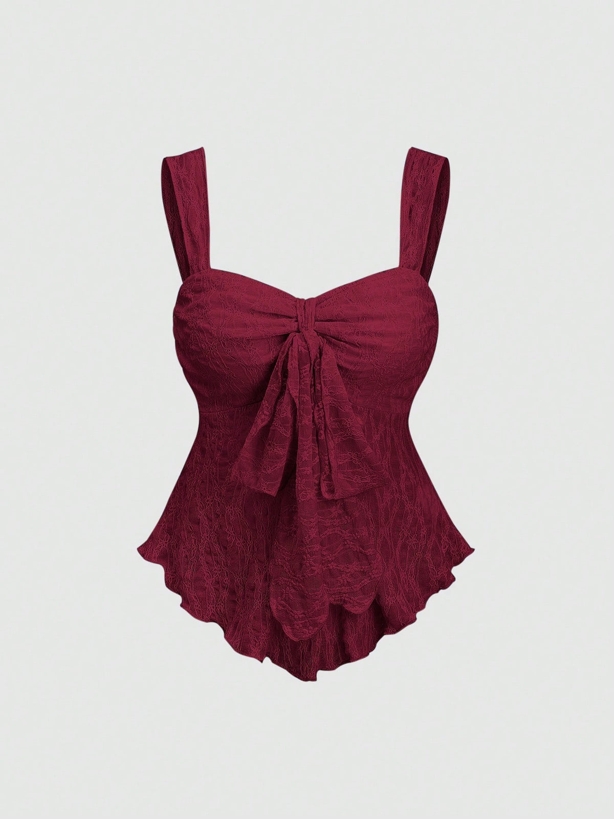 Sweetra Cropped Tube Top With Bowknot And Textured Print