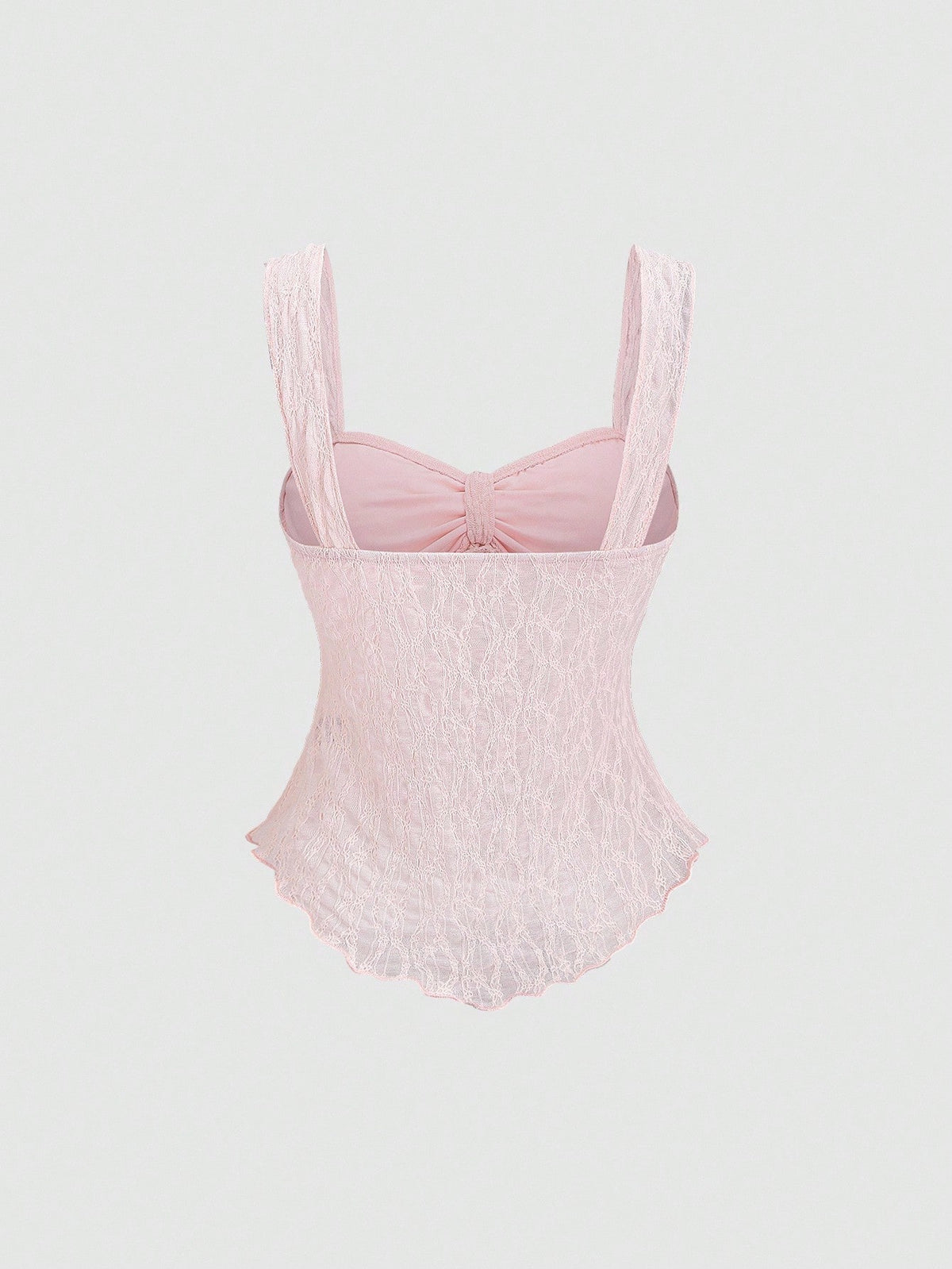 Sweetra Cropped Tube Top With Bowknot And Textured Print