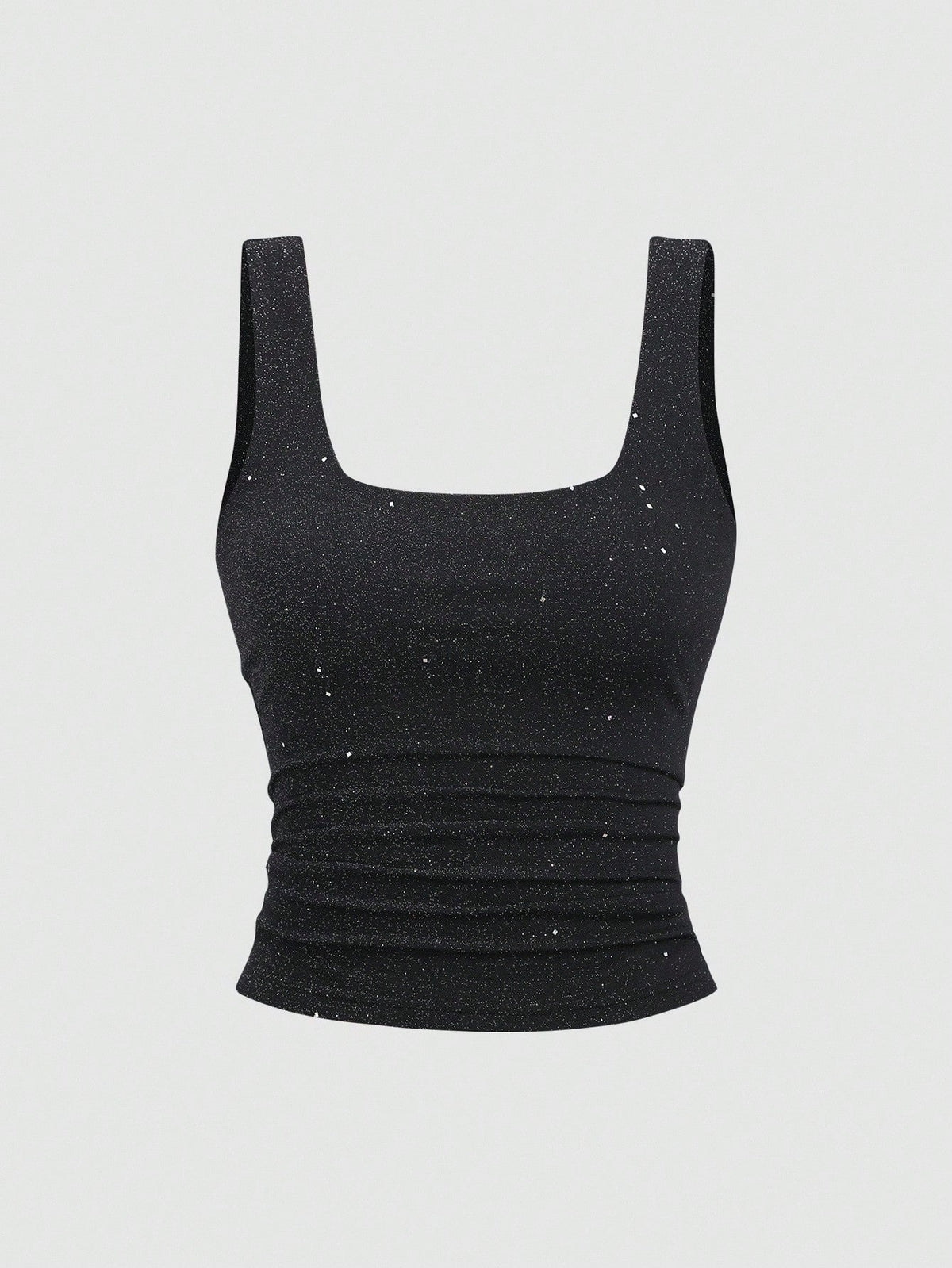 Sweetra New Shiny Fabric Elegant Commuter Everyday Wear Waist Cinched Slim Fit Women Tank Top, Autumn