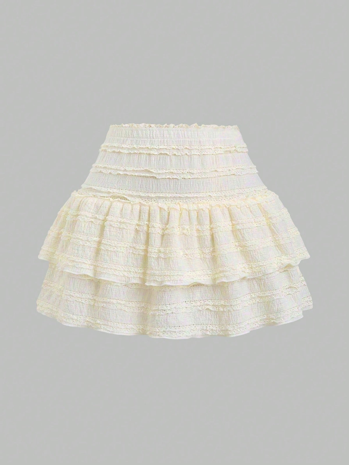 Sweetra Solid Color Ruffle Trim Number Print Double Layered Hem Skirt, Casual & Resort Y2K