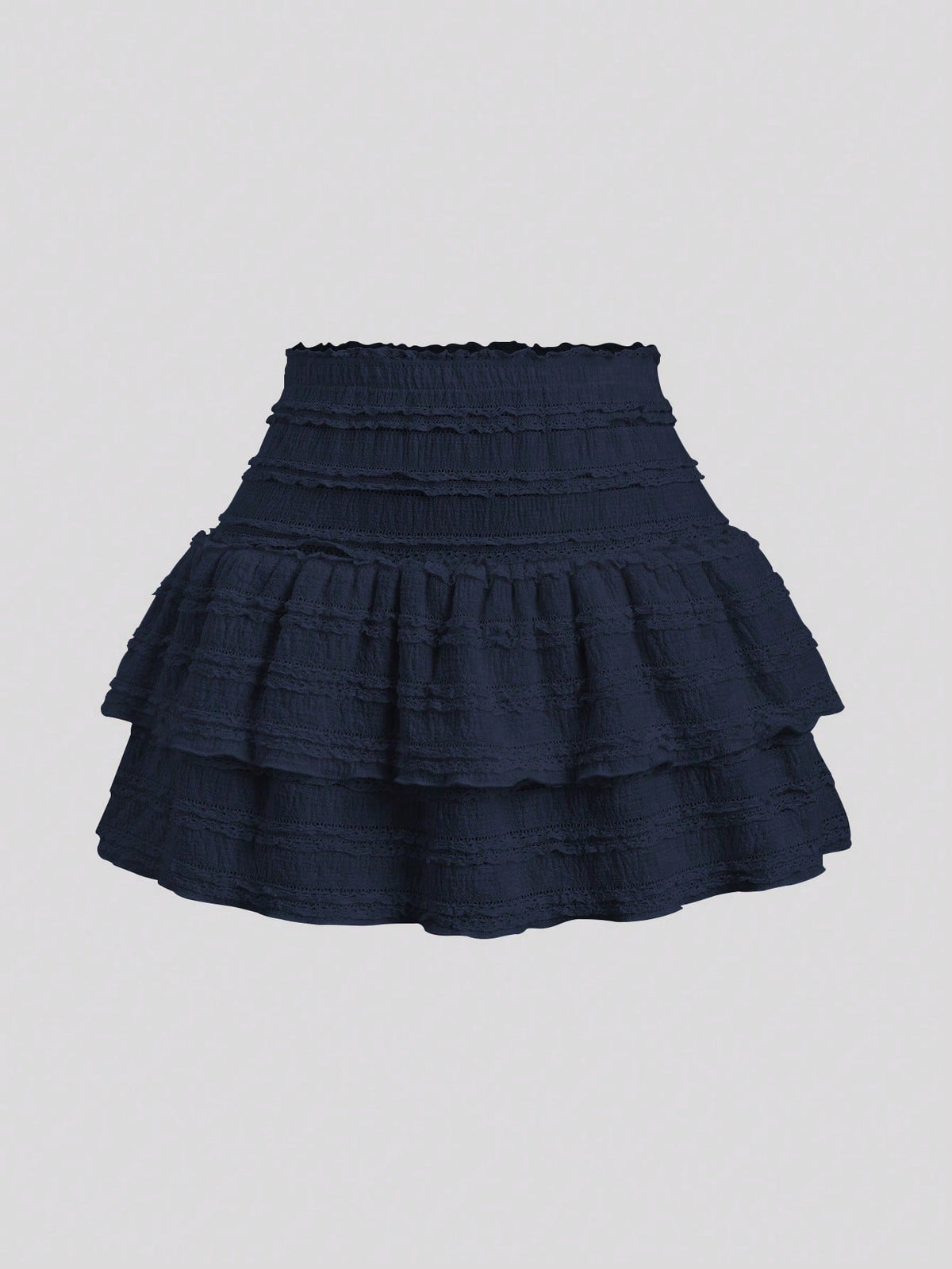Sweetra Solid Color Ruffle Trim Number Print Double Layered Hem Skirt, Casual & Resort Y2K