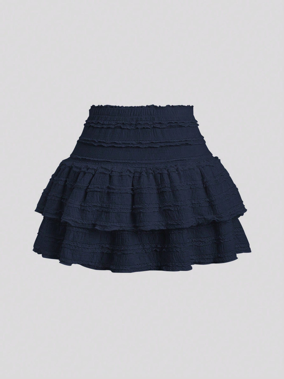 Sweetra Solid Color Ruffle Trim Number Print Double Layered Hem Skirt, Casual & Resort Y2K