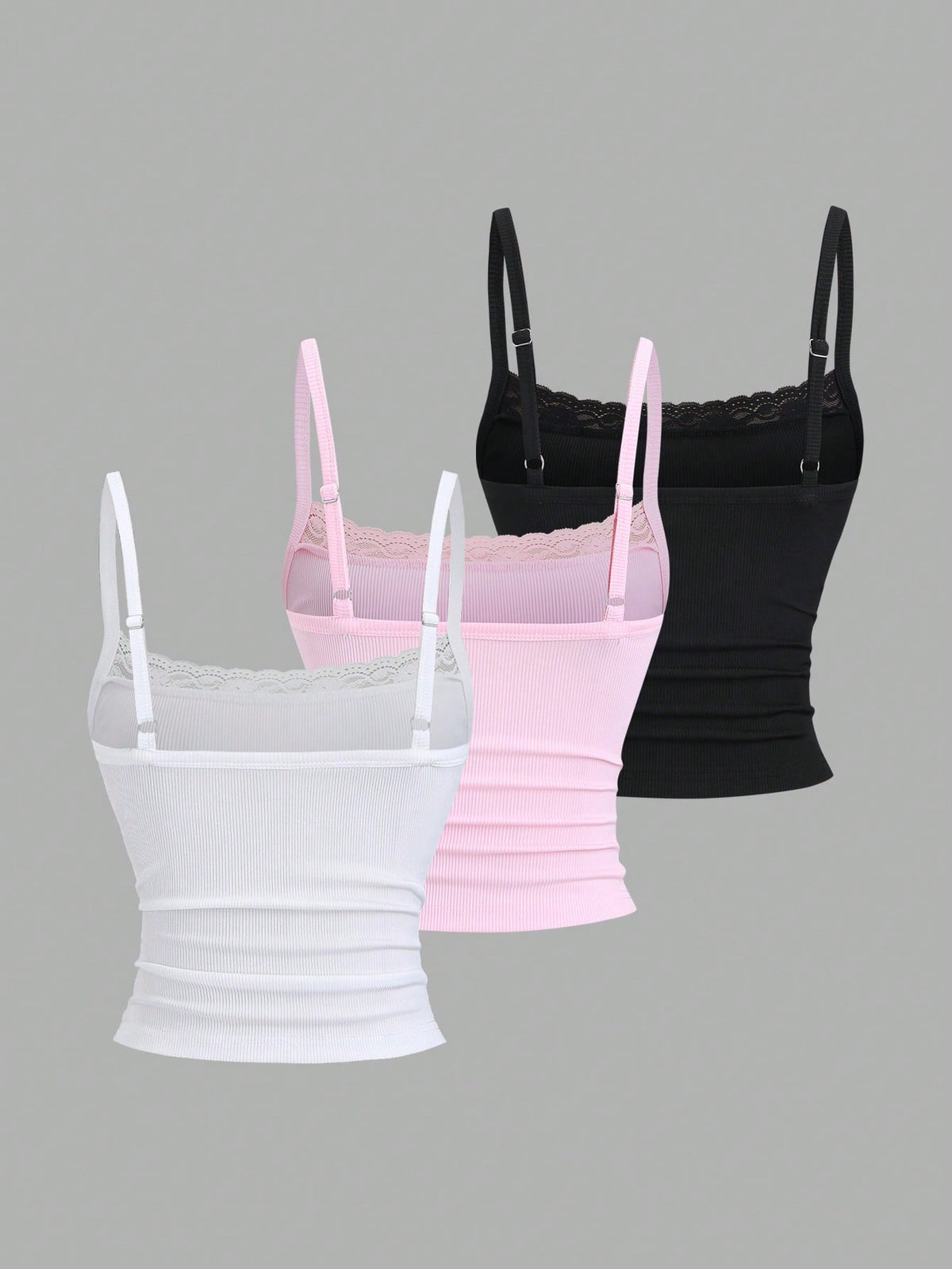Sweetra Sweet&Spicy Elegant Lace Camisole,White And Pink Summer Everyday Casual Tight-Fitting Cropped Backless Tank Top For Music Festival Vacation Date Work