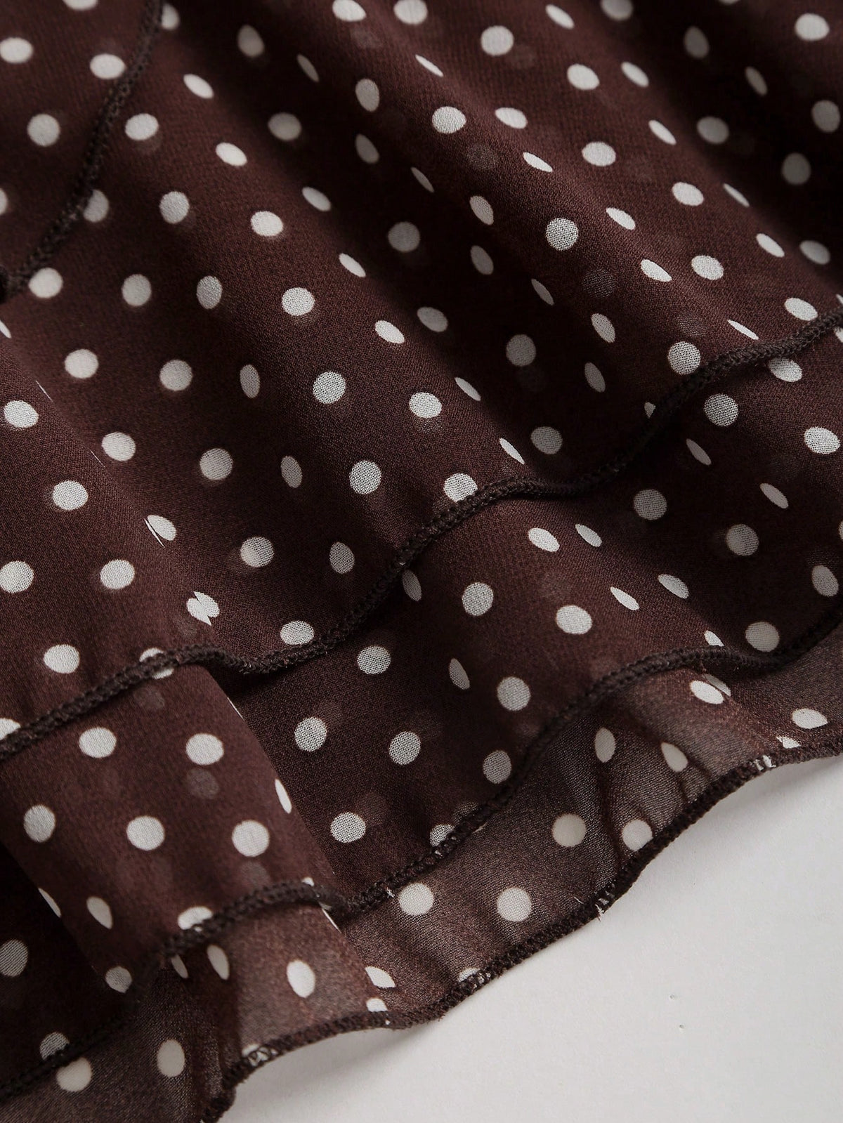 Sweetra Women's Brown And White Polka Dot Pleated Elegant Multi-Layer Cake A-Line Mini Skirt, Sweet Retro, Summer, Cute, Date Commuter Skirt