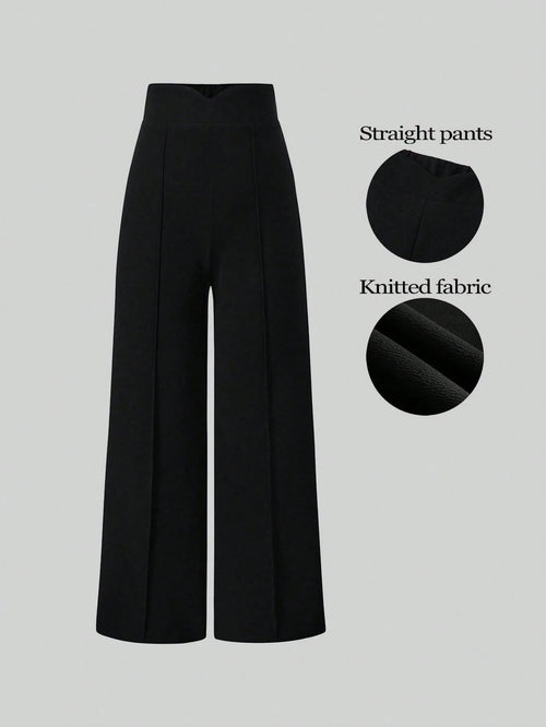 Sweetra Women's Casual High-Waisted Wide-Leg Solid Color Pants Fall Cloth For Women