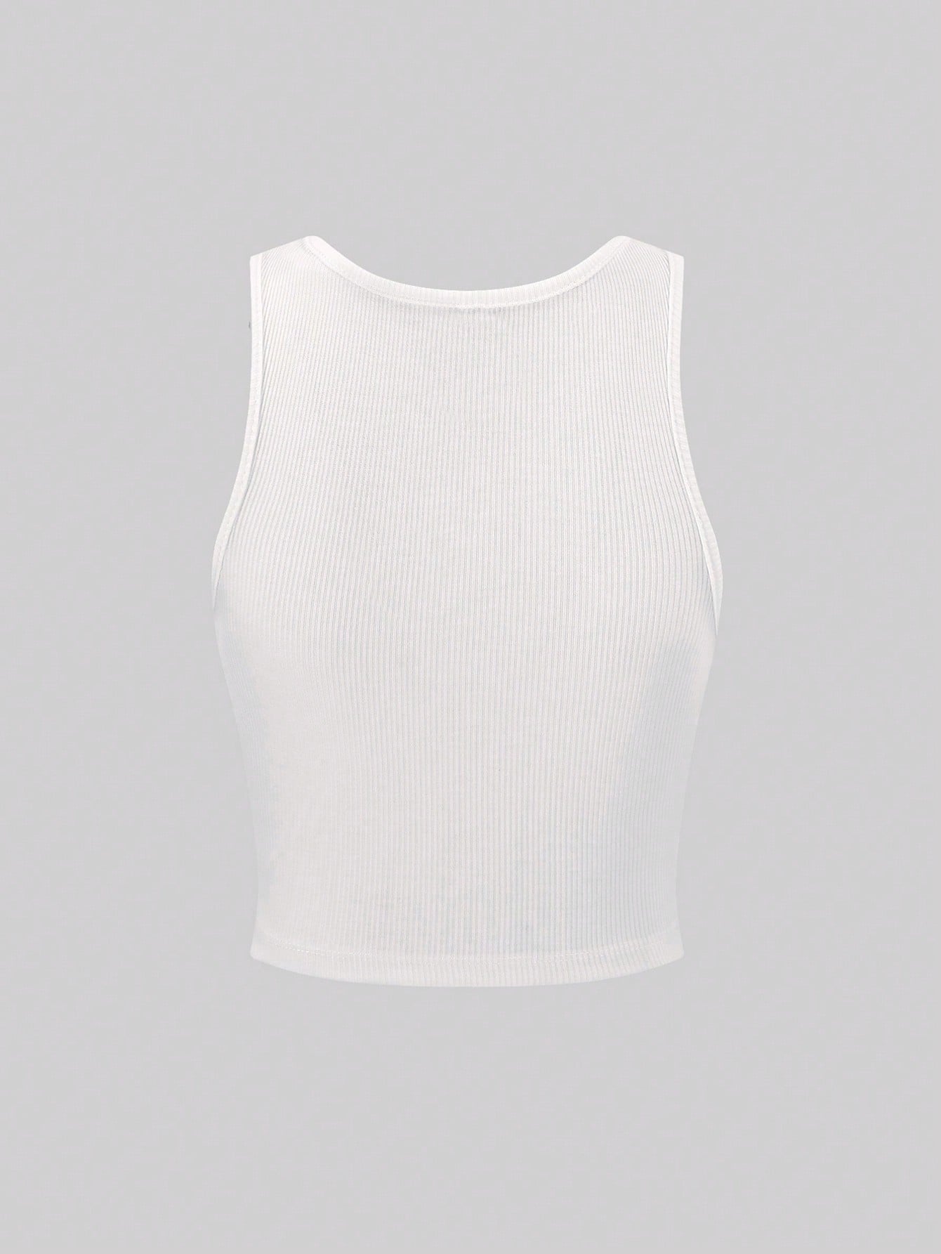 Sweetra Women's Plain Singlet, Minimalist, Casual, For Daily Wear Graphic Tees Women Tops Top Croppedcroptop Teenstop Whitewomen Crop Topcrop Top White