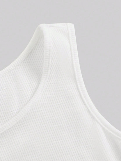 Sweetra Women's Plain Singlet, Minimalist, Casual, For Daily Wear Graphic Tees Women Tops Top Croppedcroptop Teenstop Whitewomen Crop Topcrop Top White