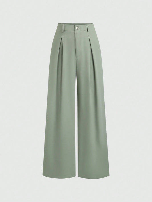 Sweetra Women's Retro Elegant Jacquard Pleated Wide Leg Pants, Autumn/Winter Fall Cloth For Women