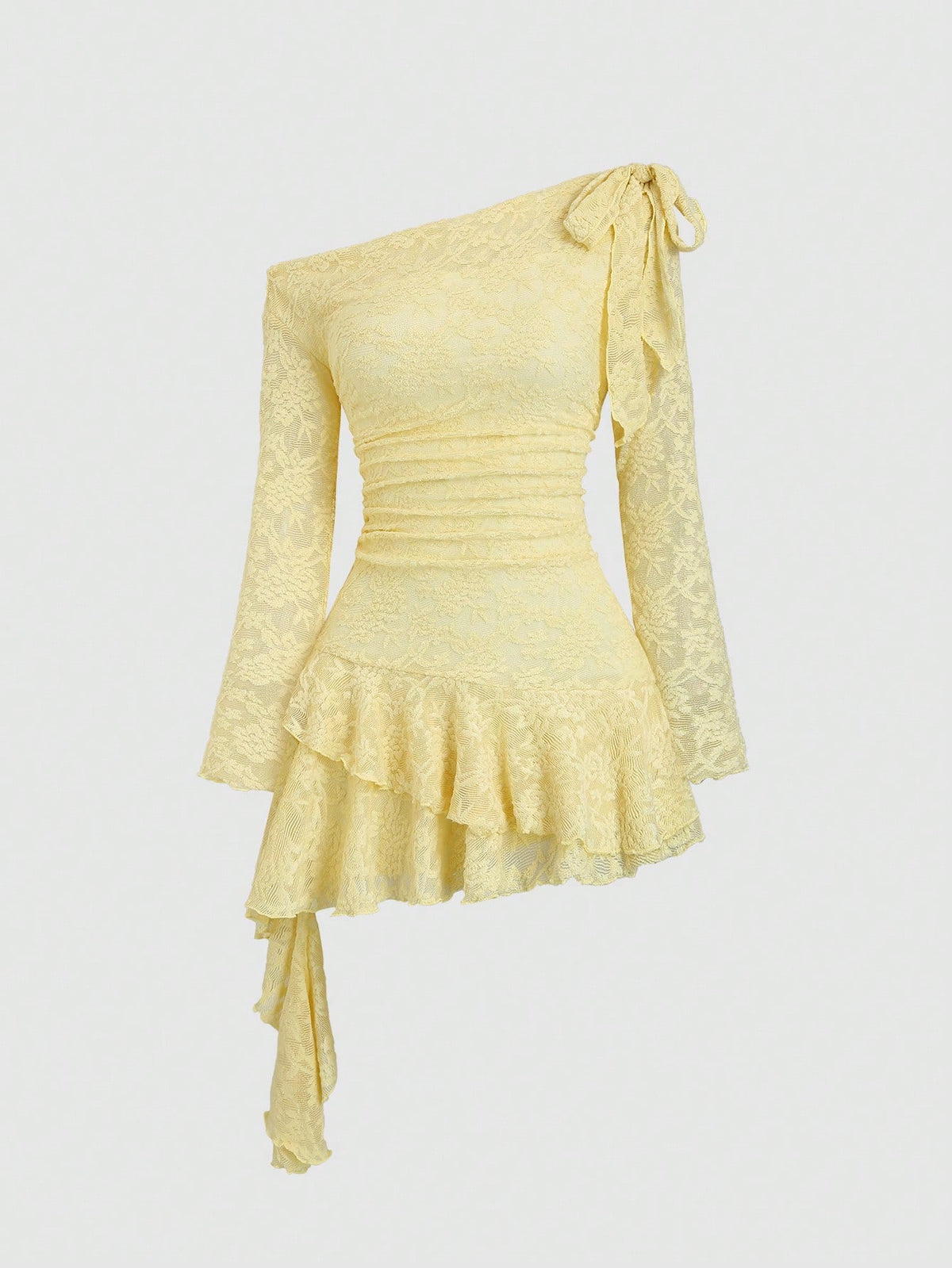 Sweetra Y2K Sexy Lace Asymmetric Shoulder Asymmetrical Hem Dress