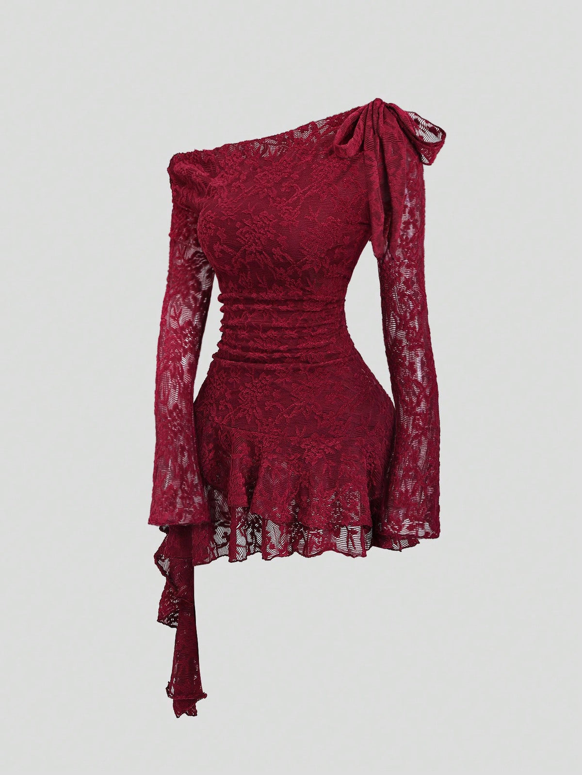 Sweetra Y2K Sexy Lace Asymmetric Shoulder Asymmetrical Hem Dress