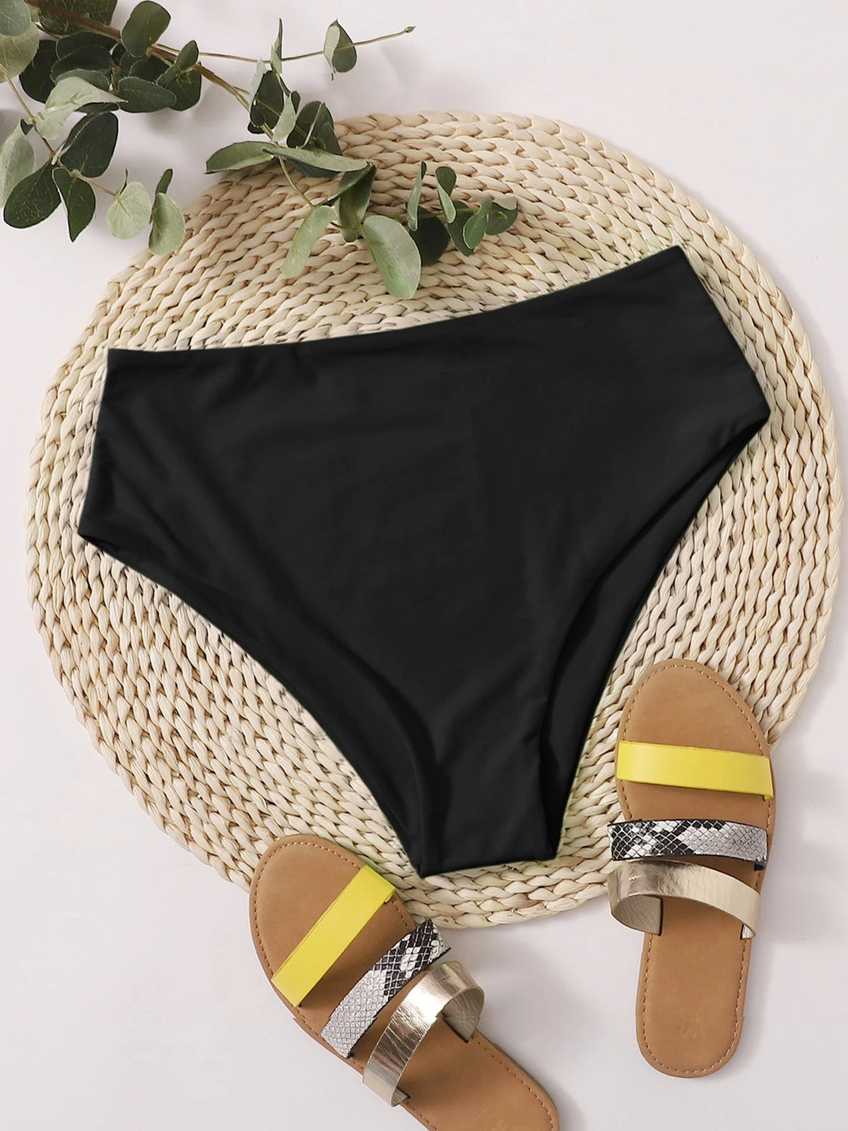 Swim 2026 Spring/Summer New Solid Navy Blue Waist Double Fabric Vacation Bikini Swimwear