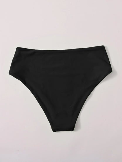 Swim 2026 Spring/Summer New Solid Navy Blue Waist Double Fabric Vacation Bikini Swimwear