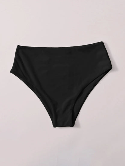 Swim 2026 Spring/Summer New Solid Navy Blue Waist Double Fabric Vacation Bikini Swimwear