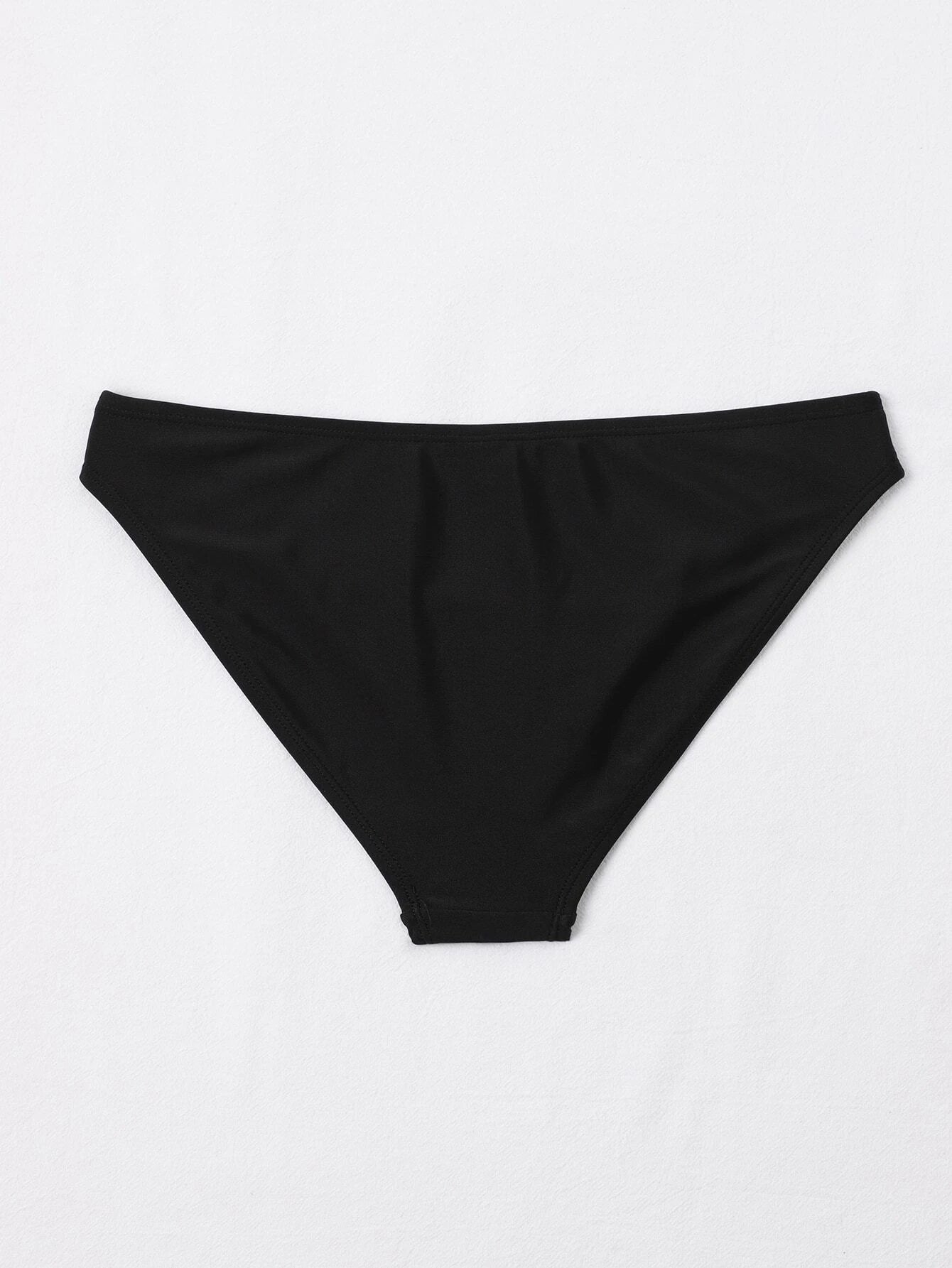 Swim Basics Solid Color Elastic Bikini Bottom For Summer Beach