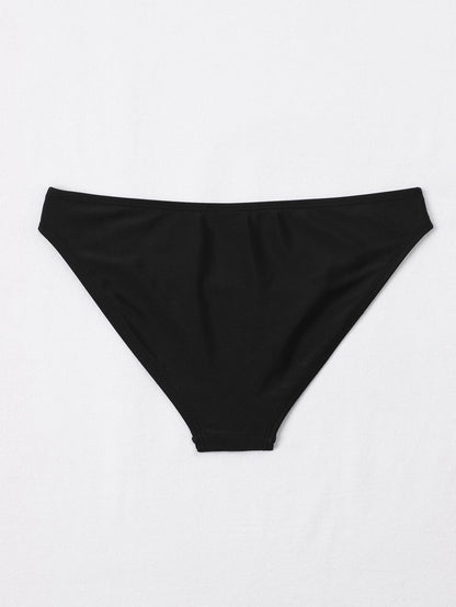 Swim Basics Solid Color Elastic Bikini Bottom For Summer Beach
