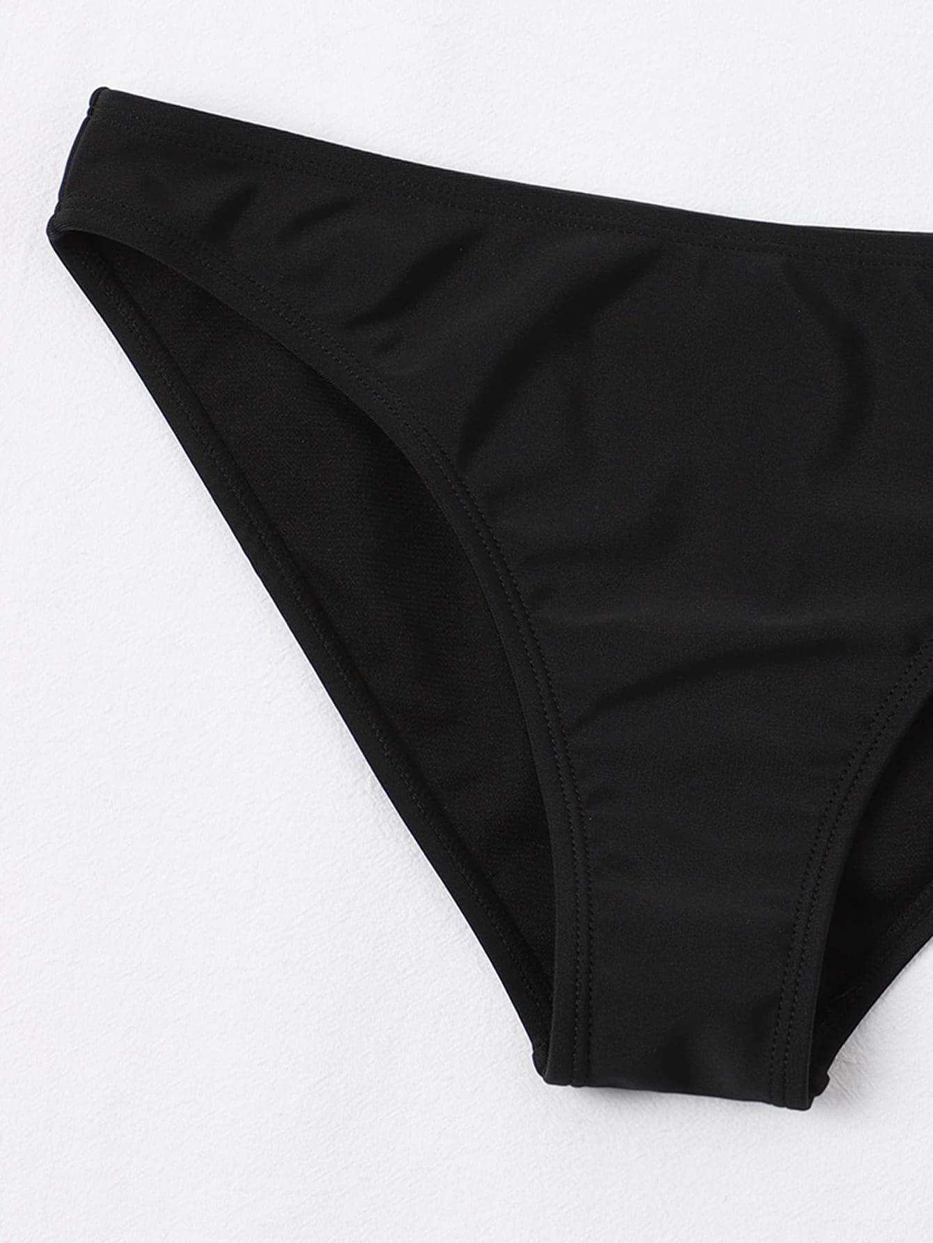 Swim Basics Solid Color Elastic Bikini Bottom For Summer Beach