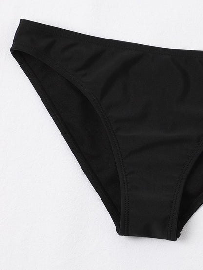 Swim Basics Solid Color Elastic Bikini Bottom For Summer Beach