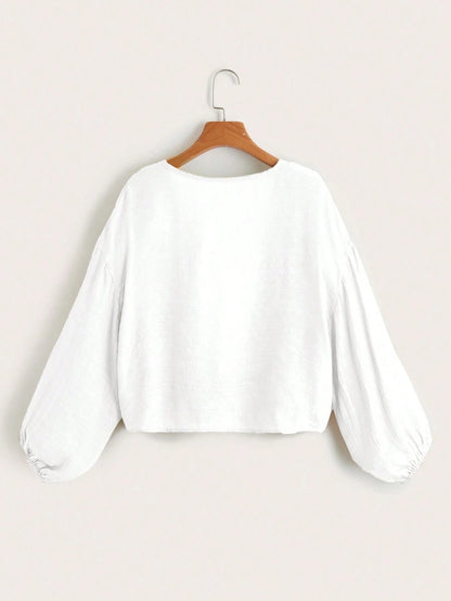Swim Basics Summer Beach Solid Knot Hem Bishop Sleeve Kimono