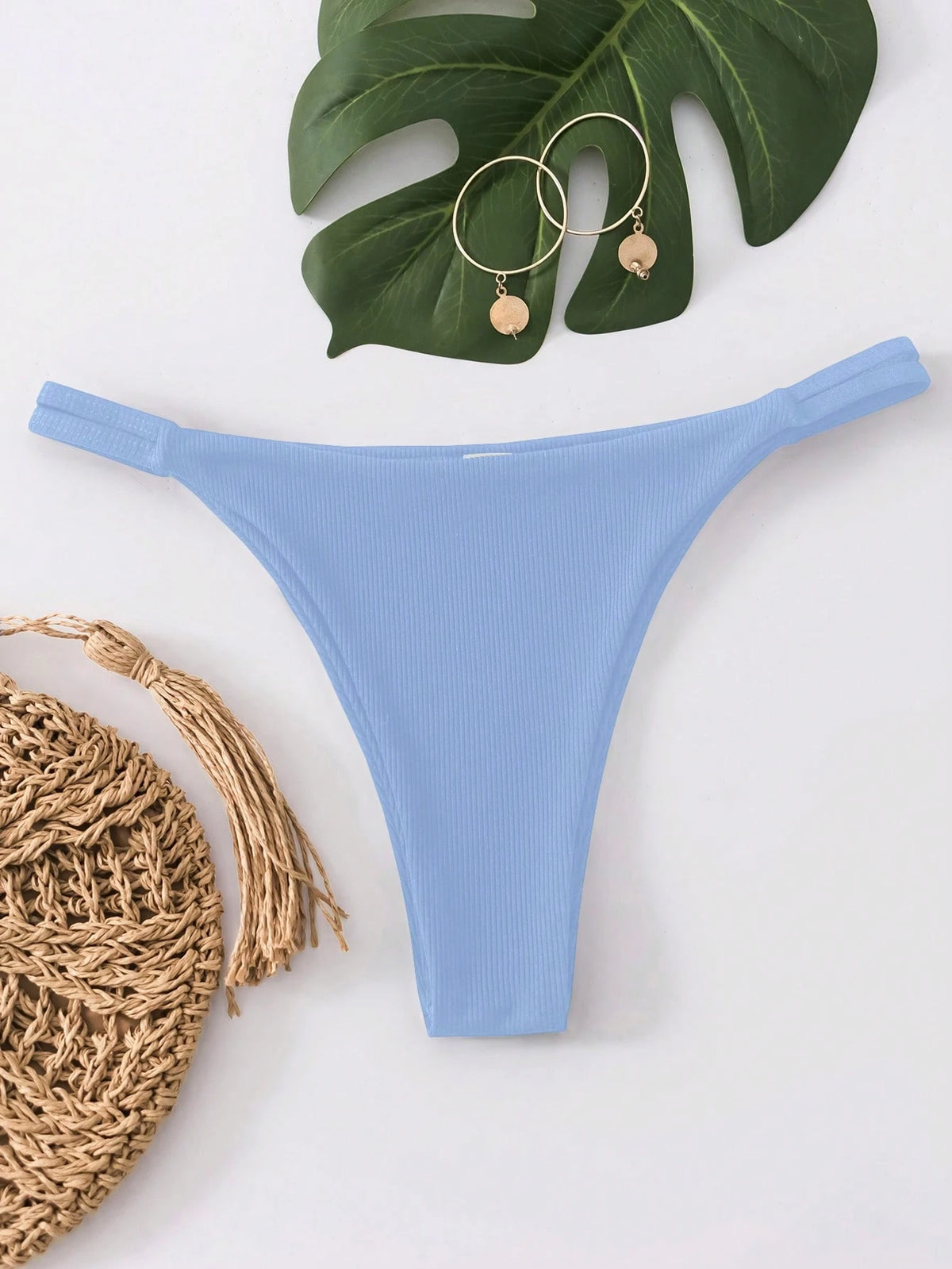 Swim Basics Women's Summer Beach Solid Color Bikini Bottoms