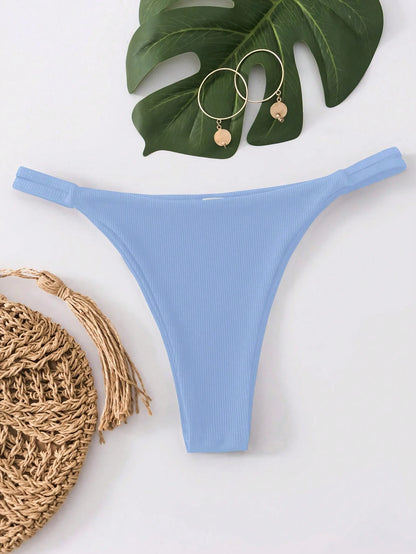 Swim Basics Women's Summer Beach Solid Color Bikini Bottoms