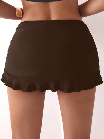 Swim Chiccia Women's Ruffled Hem Tie-Up Sexy Bikini Skirt
