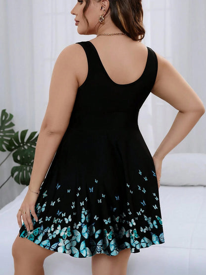 Swim Lushoire 2025 Plus Size Printed Tankini Swimsuit
