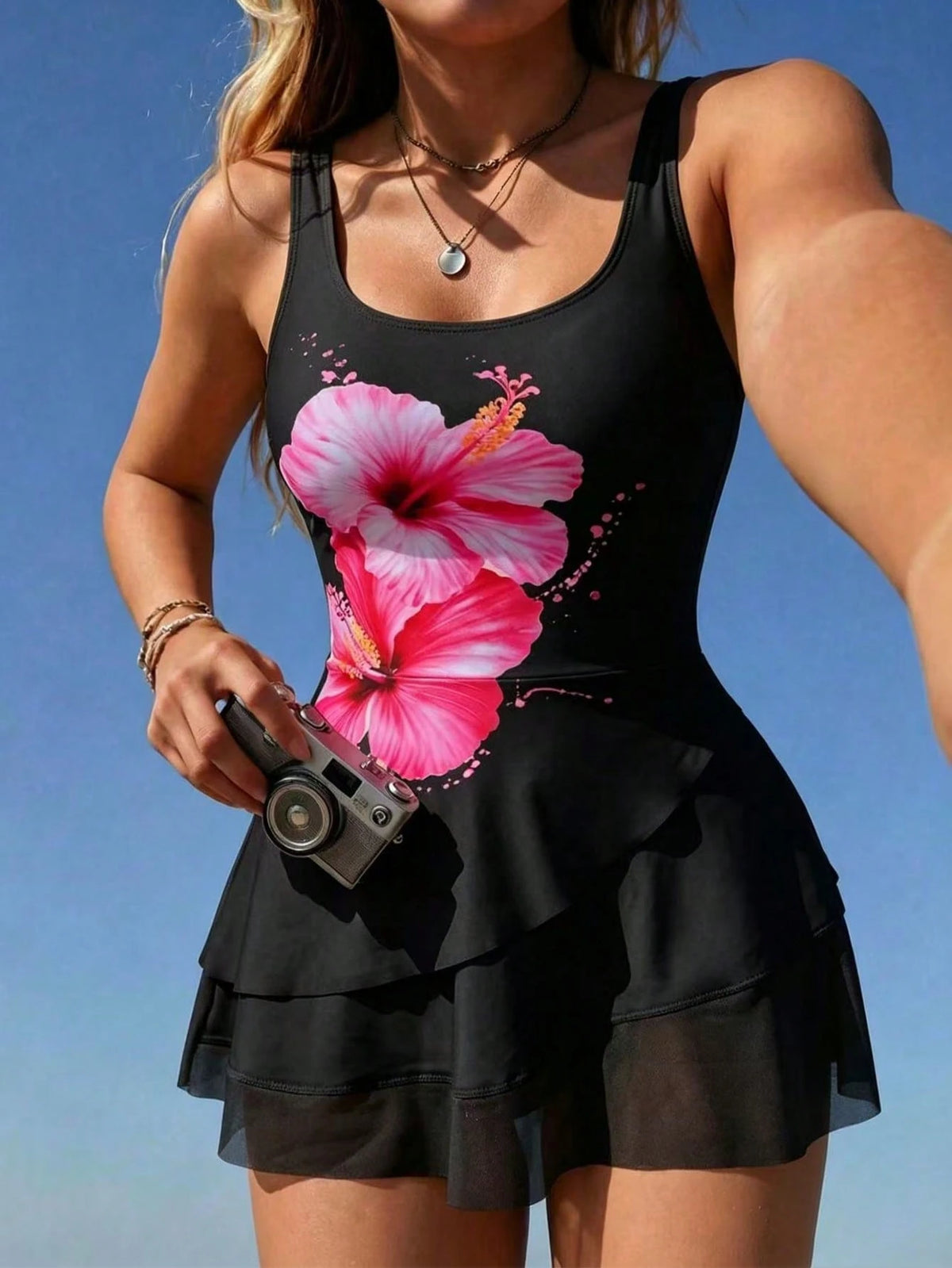 Swim Lushoire 2pcs/Set Women's Floral Print Bikini Swimsuit, European And American Style