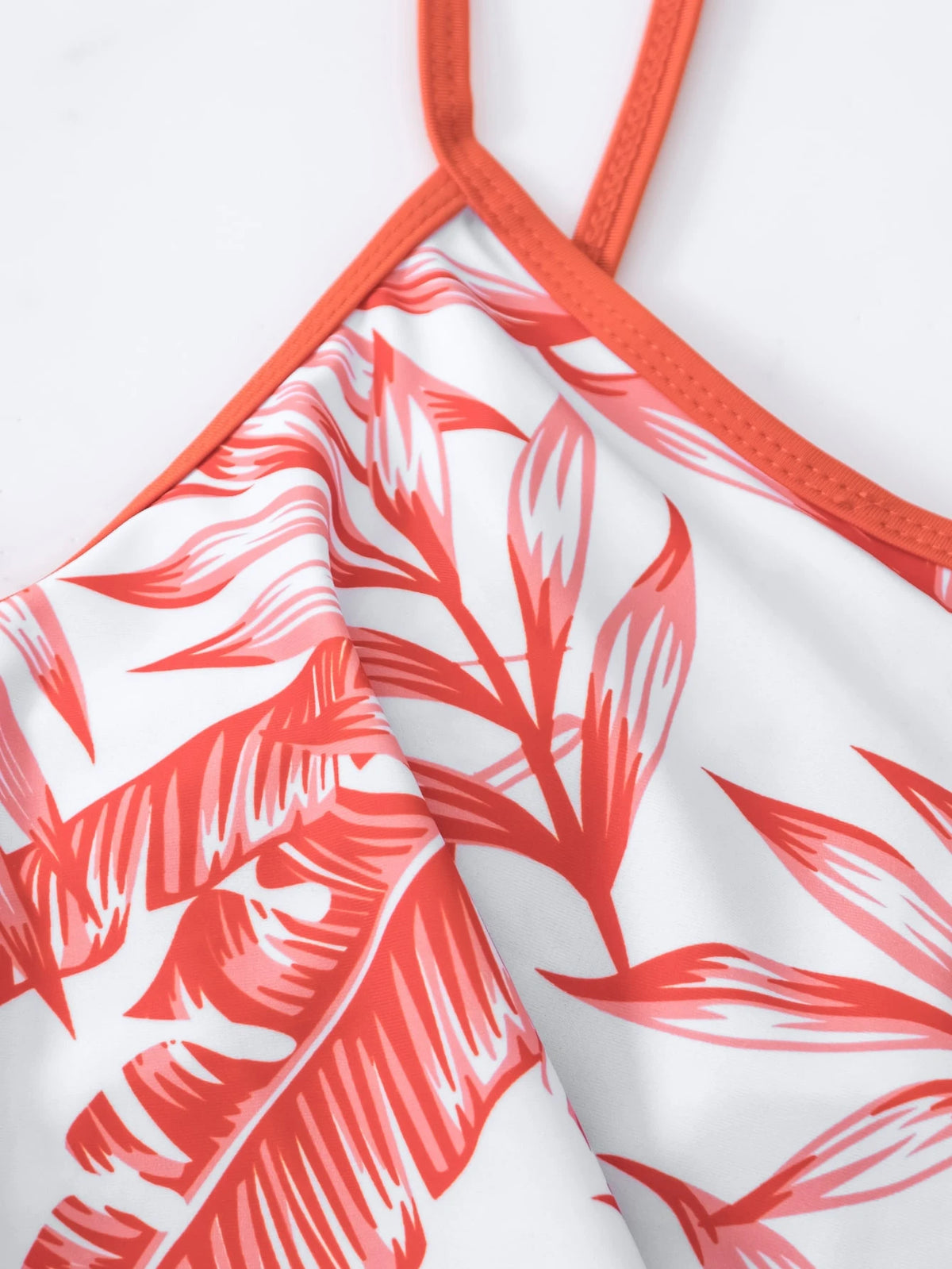 Swim Lushoire Summer Beach Random Tropical Print Tankini Set Hanky Hem Cami Top & Drawstring Boxer Shorts 2 Pieces Swimwear
