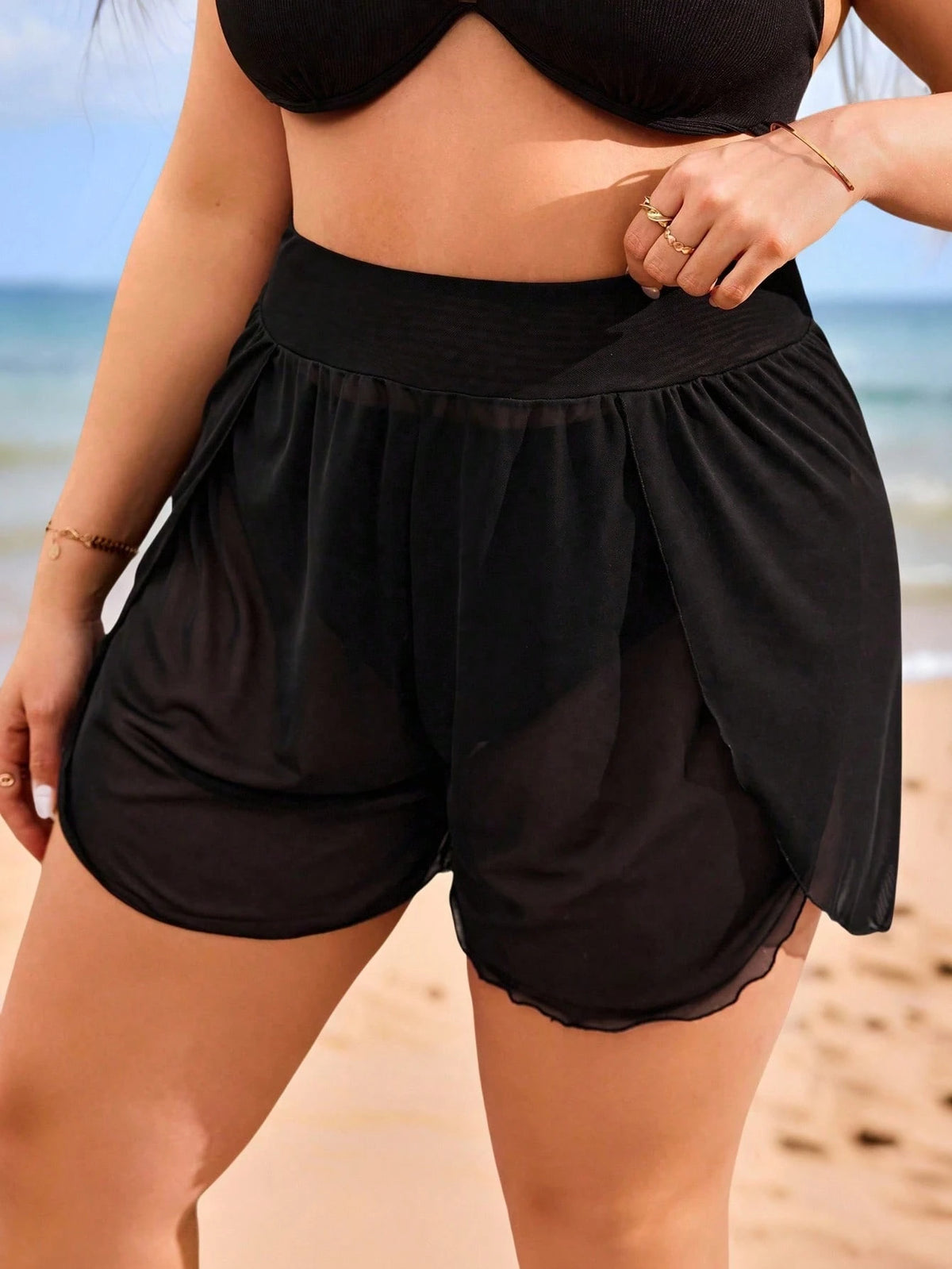 Swim Lushoire Summer Beach Women's Plus Size Wrap Around Swimwear Bottom