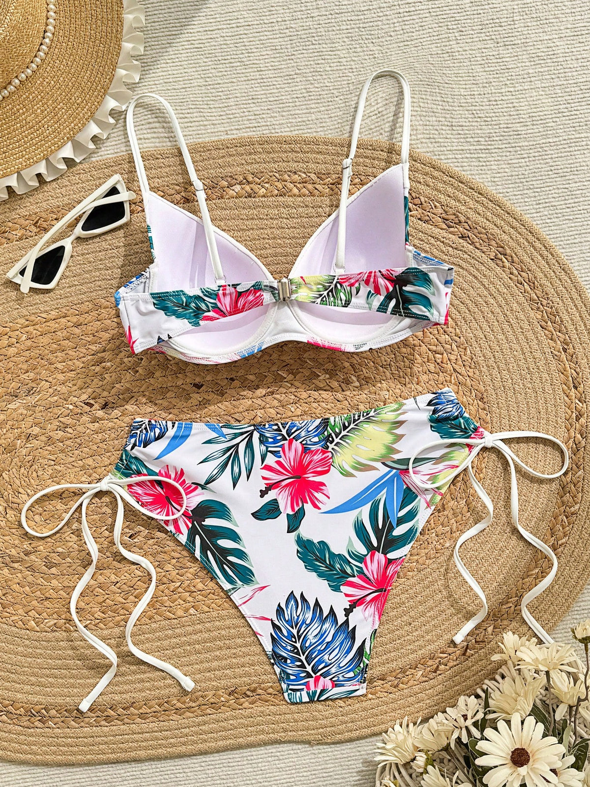 Swim Lushoire Women's Tropical Print Swimwear Set, Padded Cup (Pattern Randomly Assorted)