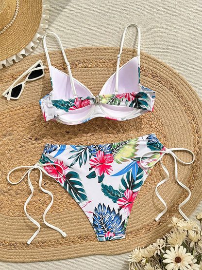 Swim Lushoire Women's Tropical Print Swimwear Set, Padded Cup (Pattern Randomly Assorted)
