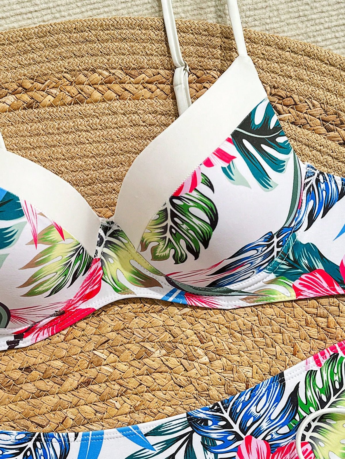 Swim Lushoire Women's Tropical Print Swimwear Set, Padded Cup (Pattern Randomly Assorted)