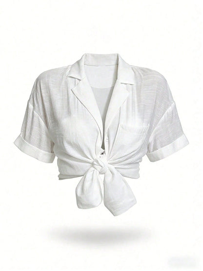 Swim Lushoire Women Simple Solid Color Short Sleeve Kimono Cover Up,Summer Beach Beach For Women Beach Cover Up Women Long Shirt Beach Shirt
