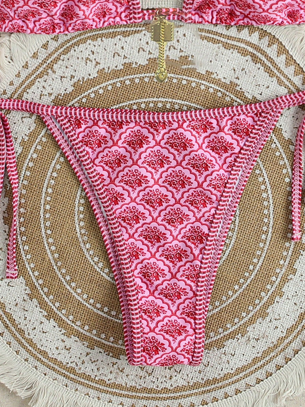 Swim Mod Random Floral Print Bikini Set For Beach Vacation For Summer