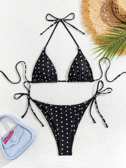 Swim Mod Random Floral Print Bikini Set For Beach Vacation For Summer