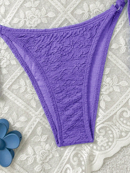 Swim Mod Women's Summer Beach Solid Color Bandeau Tie Sexy Bikini Swimwear Set