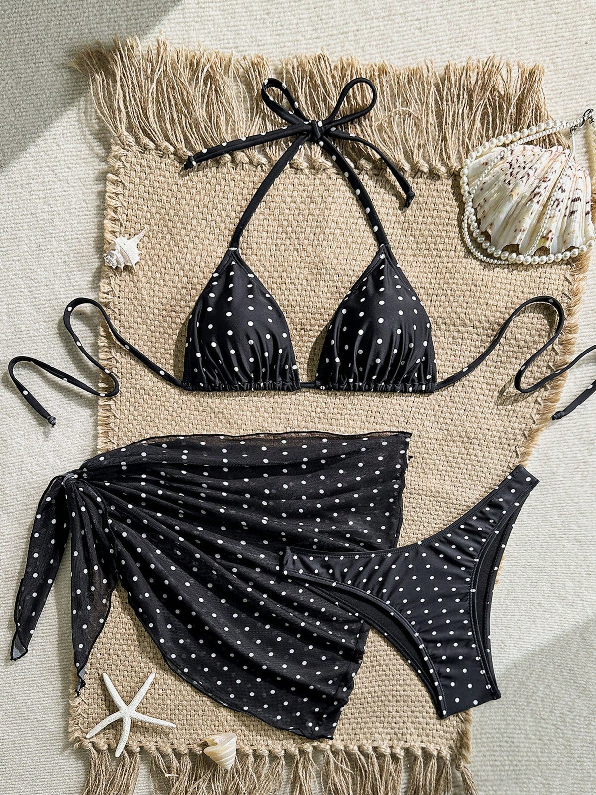 Swim Mod Women's Tropical Polka Dot Print Bikini Two Pieces Bikini Set Set, Casual Holiday,Summer Vacation Outfits