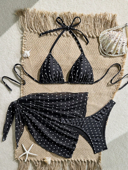 Swim Mod Women's Tropical Polka Dot Print Bikini Two Pieces Bikini Set Set, Casual Holiday,Summer Vacation Outfits