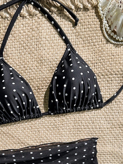 Swim Mod Women's Tropical Polka Dot Print Bikini Two Pieces Bikini Set Set, Casual Holiday,Summer Vacation Outfits