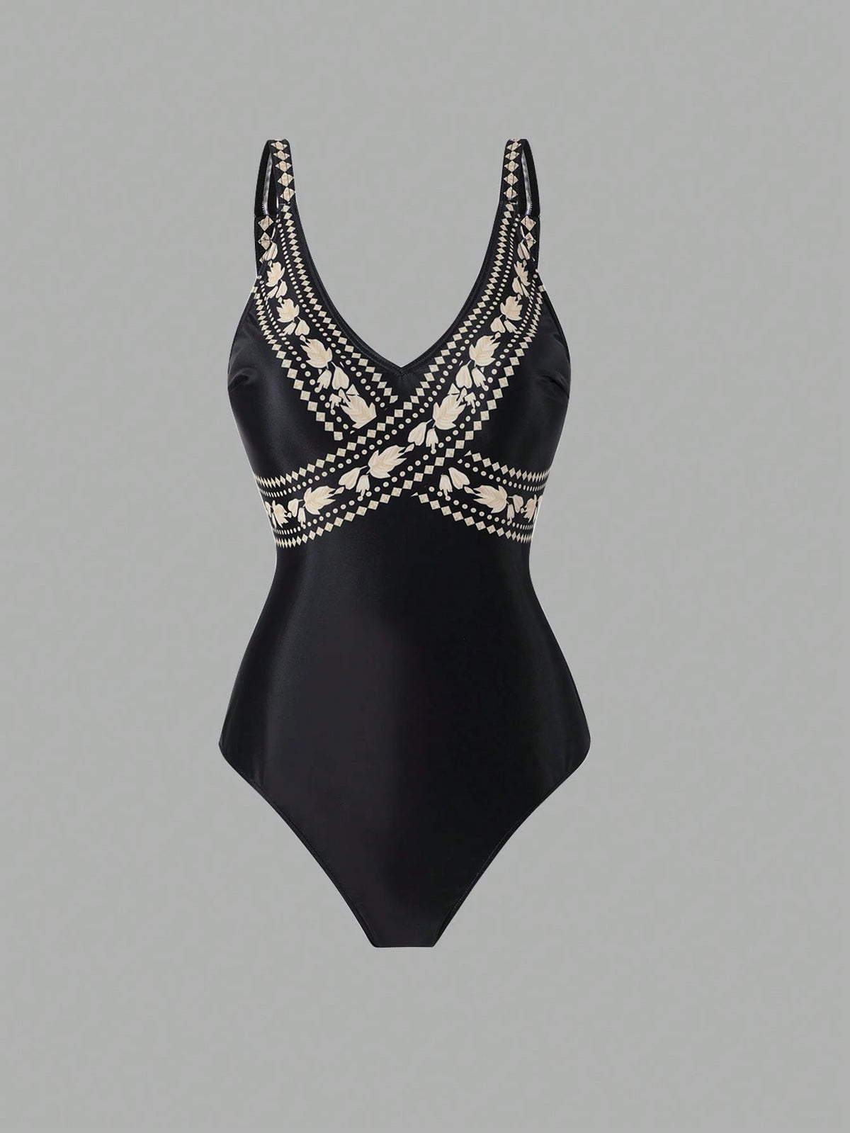 Swim Oasis 2026 New Spring/Summer Plus Size Black One-Piece Printed Matching Printed Mesh Pants Casual Resort Suit