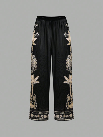 Swim Oasis 2026 New Spring/Summer Plus Size Black One-Piece Printed Matching Printed Mesh Pants Casual Resort Suit