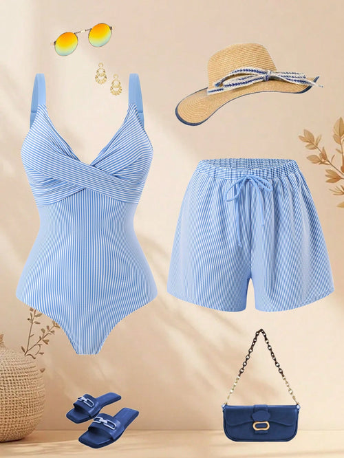 Swim Oasis 2026 New Spring/Summer Women 2 Pieces Swimsuit With Skirt, Special Fabric Beach Holiday Elegant Casual Swimwear Set