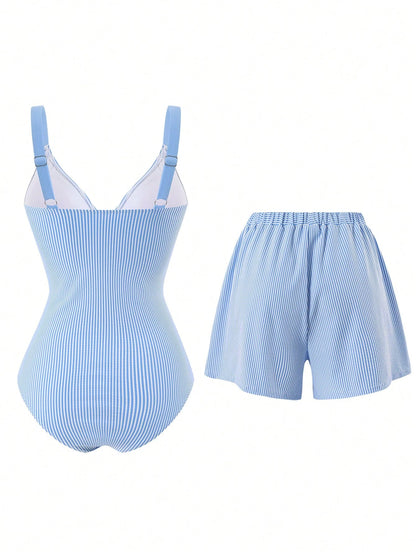 Swim Oasis 2026 New Spring/Summer Women 2 Pieces Swimsuit With Skirt, Special Fabric Beach Holiday Elegant Casual Swimwear Set
