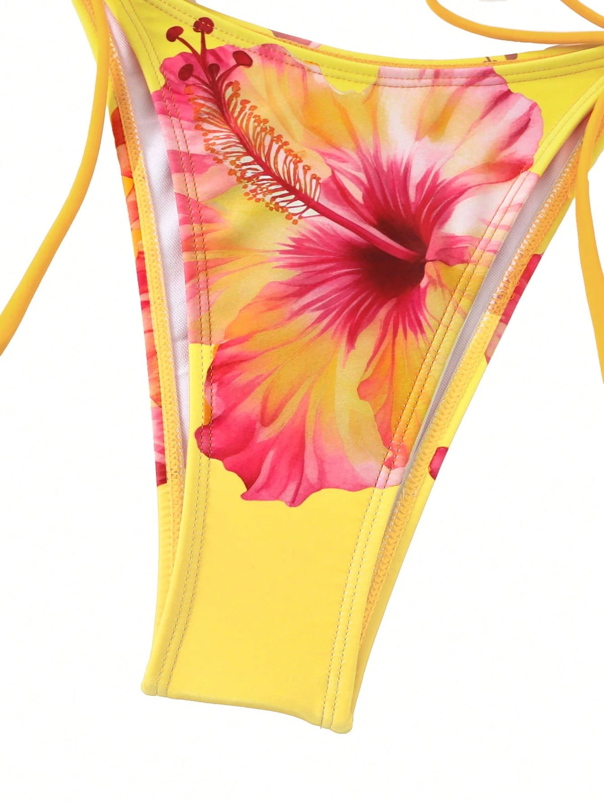 Swim Oasis 3pcs Women Summer Beach Vacation Casual Style 3D Floral Print Bikini Set With Mesh Twist Beachside Dress, Bohemian Style Swimwear