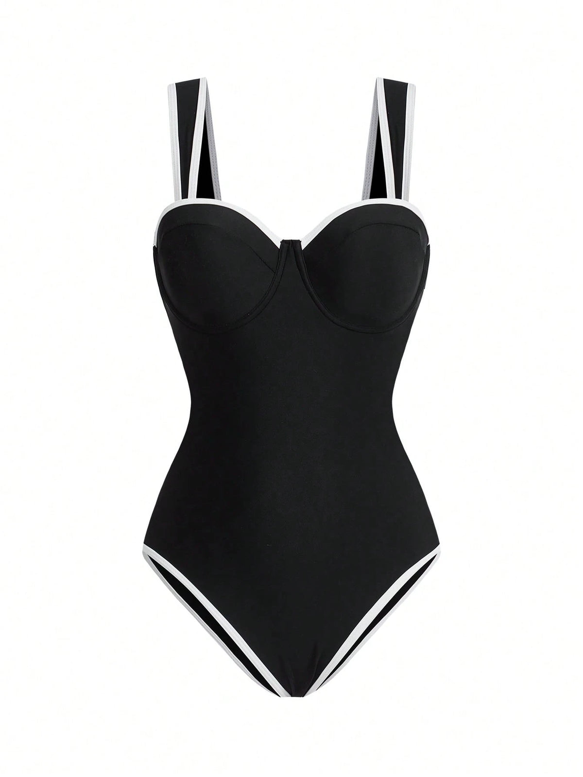 Swim Oasis Plus Size 2pcs Women Beach Swimsuit & Mesh Skirt Suit, Simple & Elegant Solid Color One-Piece Swimwear Set For Spring/Summer, Going Out Outfit