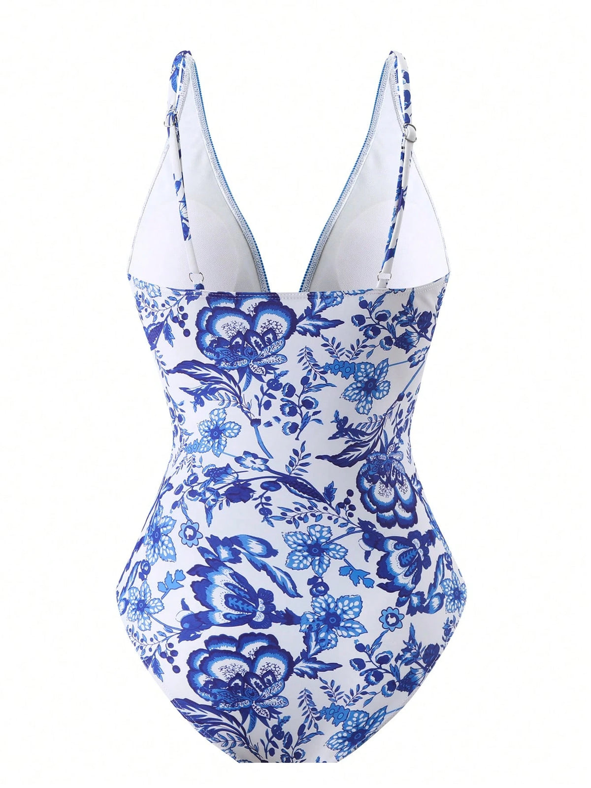 Swim Oasis Plus Size Floral Print V-Neck Slim Fit Summer Beach Swimsuit And Skirt Cover-Up