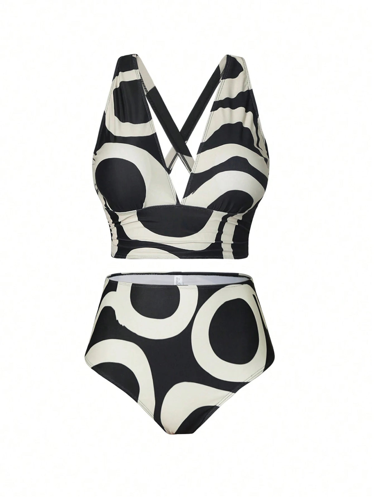 Swim Oasis Summer Beach Plus Size Random Print Swimwear Set, Bathing Suit Beach Outfit Vacay Vibe