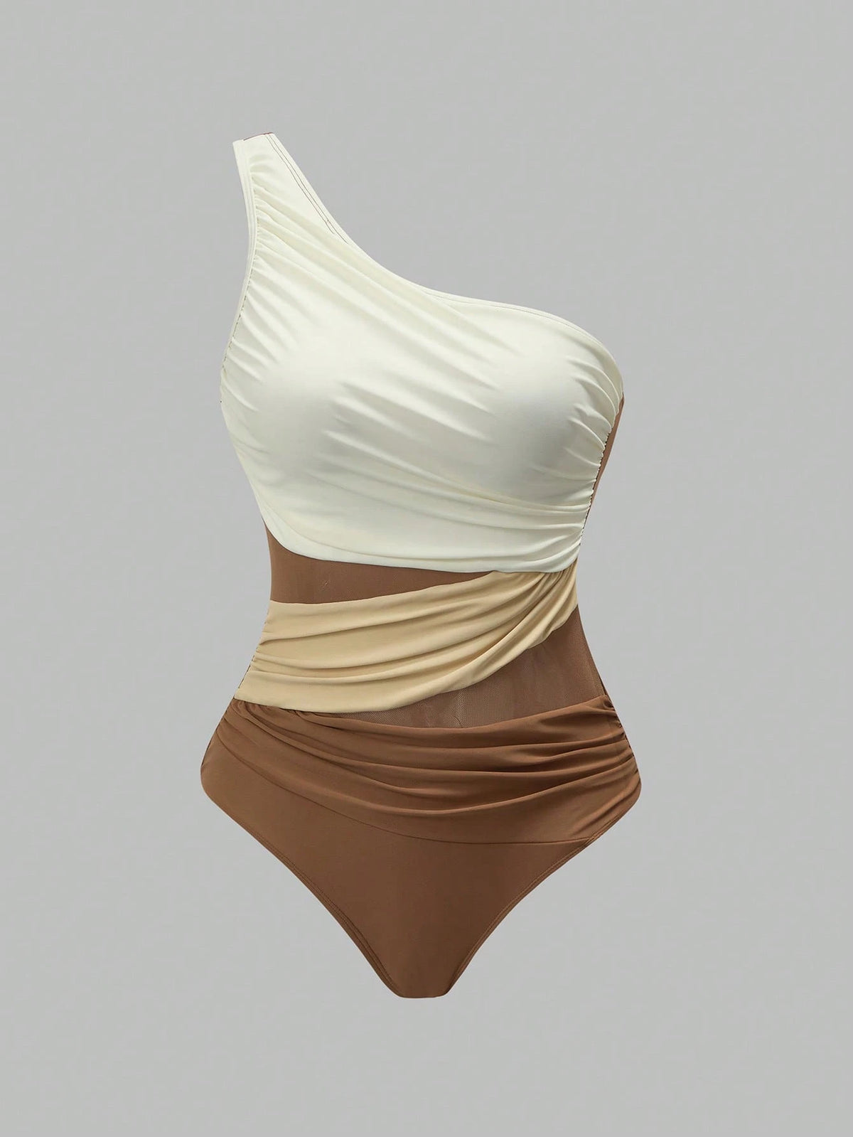 Swim Oasis Women's Elegant Color-Blocking Khaki Set