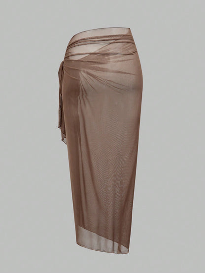 Swim Oasis Women's Elegant Color-Blocking Khaki Set