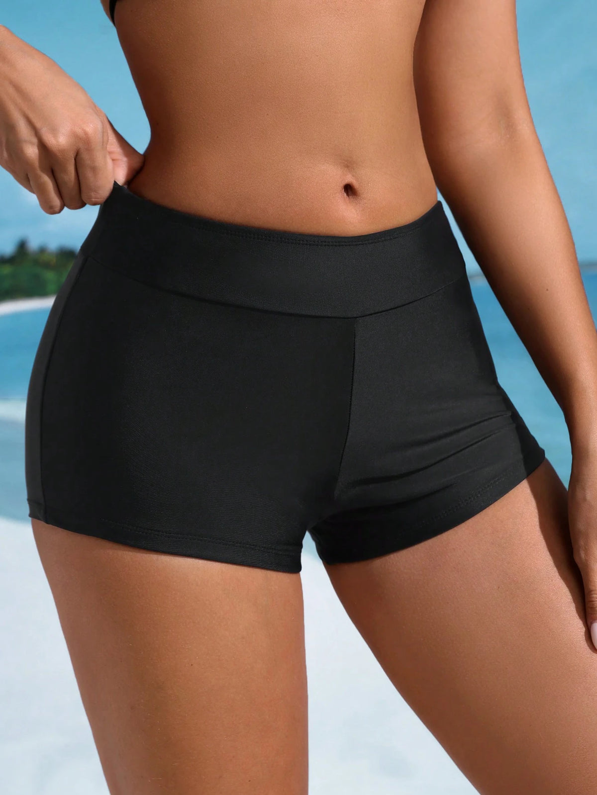 Swim SPRTY Women's Bikini Bottom Coffee Brown Swimwear,Summer Casual Beach Holiday Bathing Suit Shorts,Stretchy Booty Shorts,Boho Vacation 2026 New Arrival